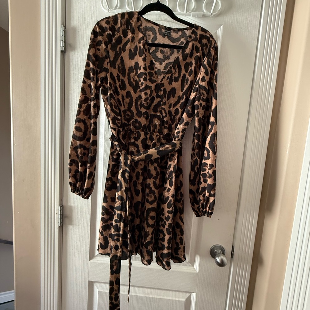 Leopard Print Long Sleeve Dress